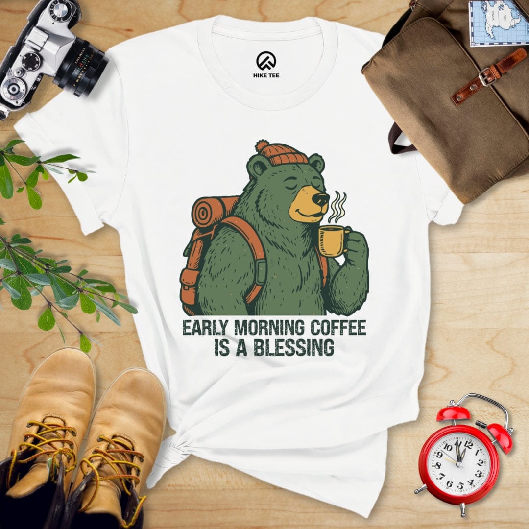 Hike Tee T-Shirt White / S Morining Coffee Bear Shirt