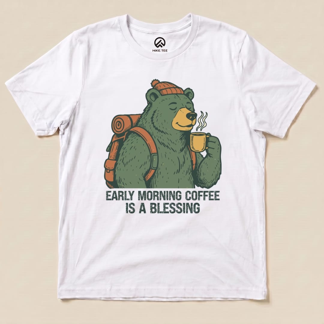 Printify T-Shirt White / S Morining Coffee Bear Shirt
