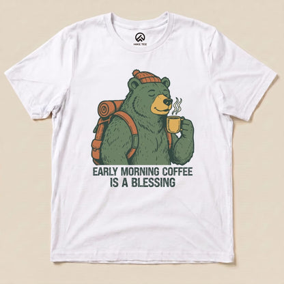 Printify T-Shirt White / S Morining Coffee Bear Shirt