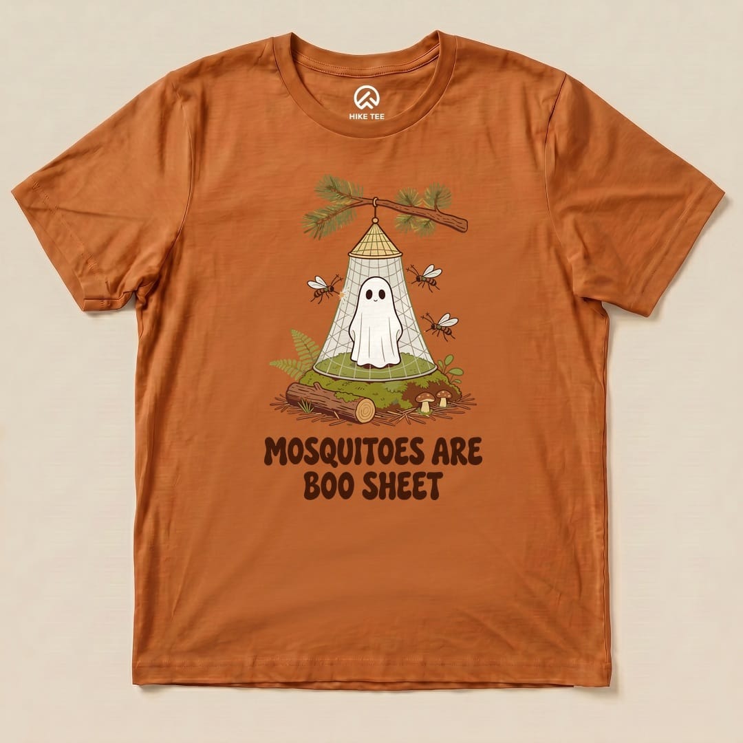 Autumn Mosquitoes Are Boo Sheet Shirt with a ghost resting under a mosquito net graphic