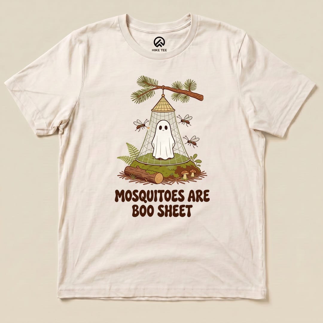 Natural Mosquitoes Are Boo Sheet Shirt with a ghost resting under a mosquito net graphic