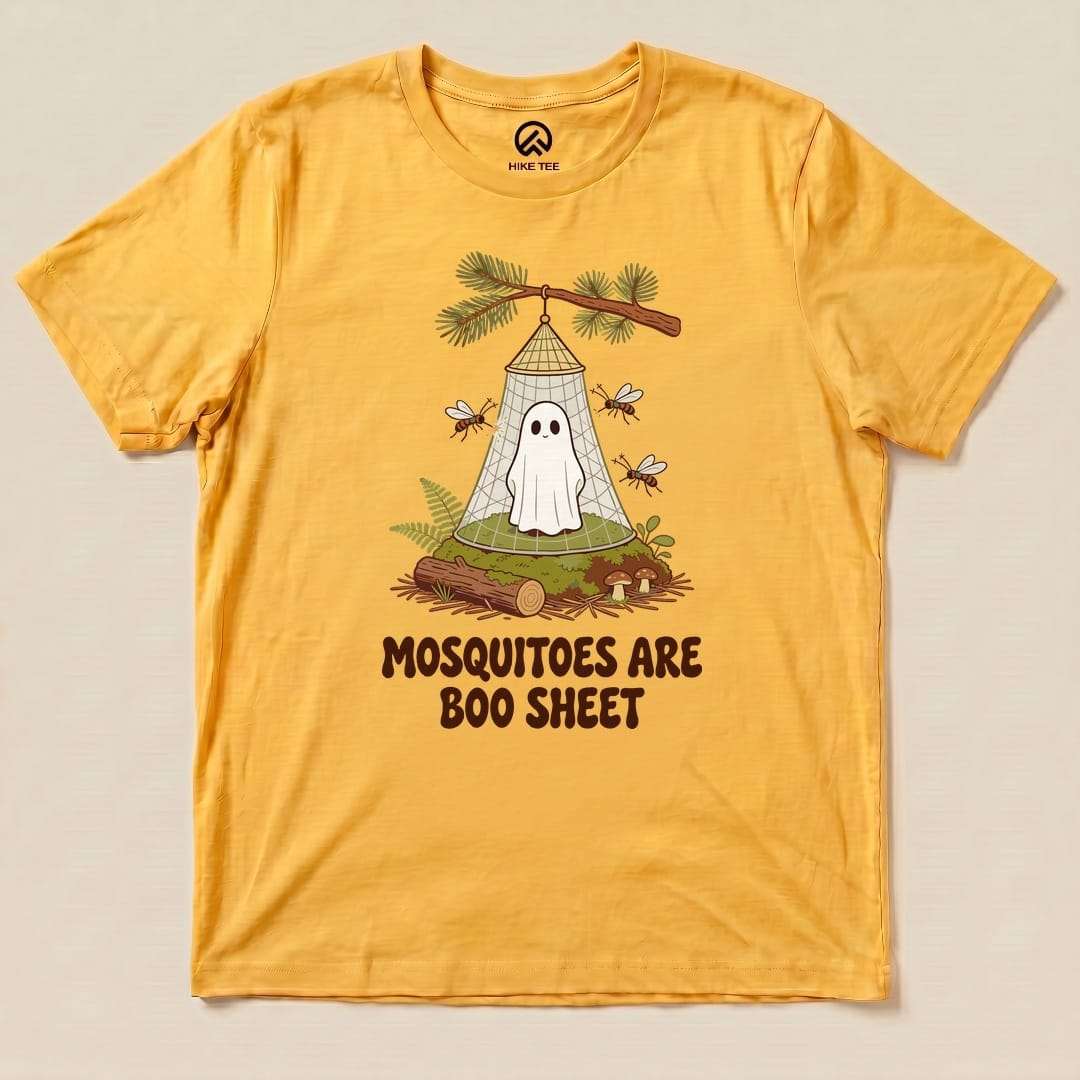 Gold Mosquitoes Are Boo Sheet Shirt with a ghost resting under a mosquito net graphic