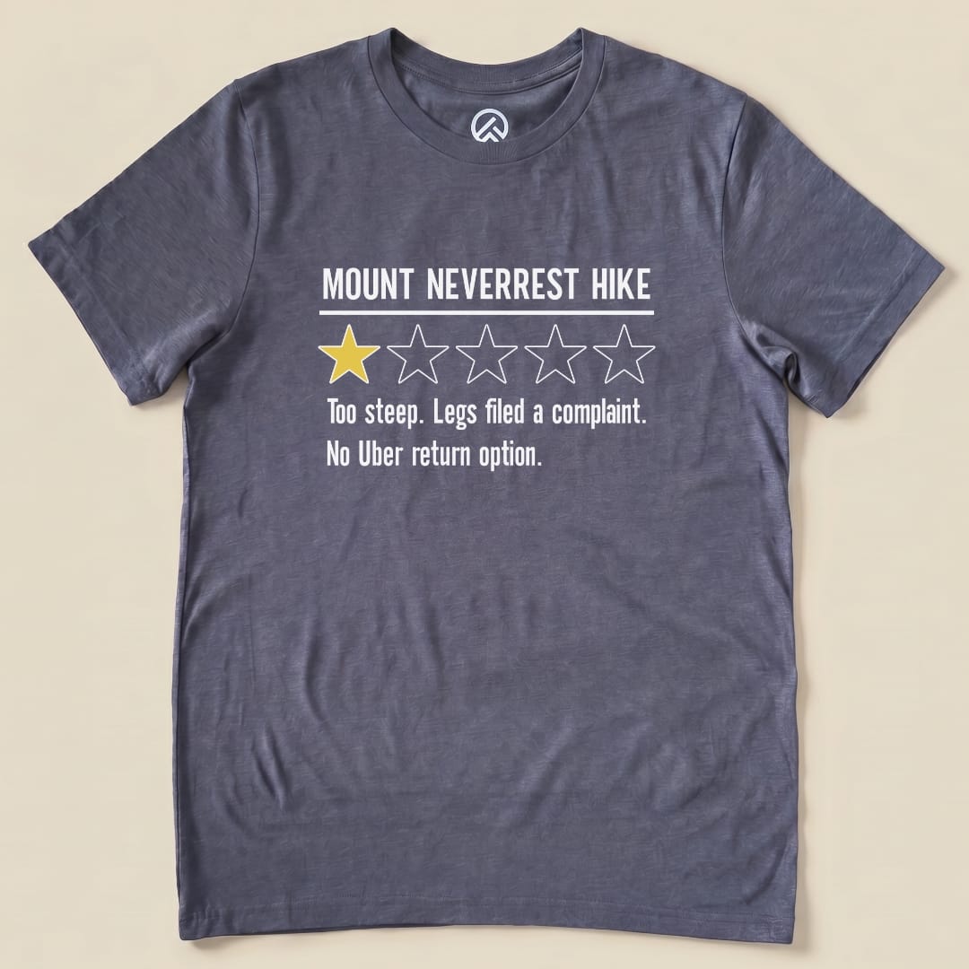 Mount Neverrest Review Shirt Hike Tee T-Shirt Heather Navy / S