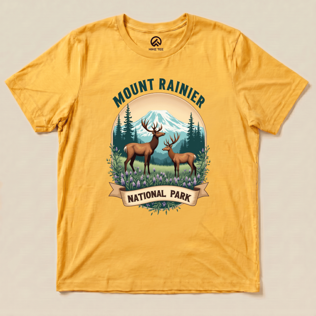 Hike Tee T-Shirt Gold / S Mount Rainier Deer Shirt