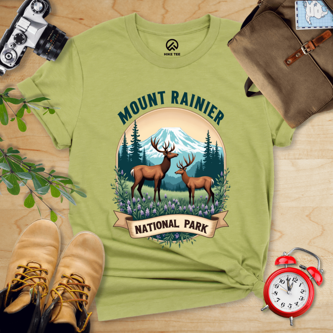 Hike Tee T-Shirt Heather Green / S Mount Rainier Deer Shirt