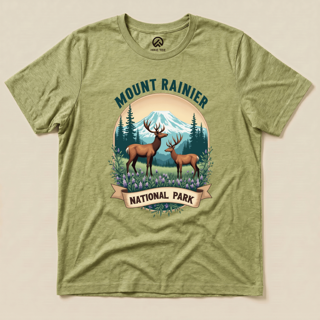 Hike Tee T-Shirt Heather Green / S Mount Rainier Deer Shirt