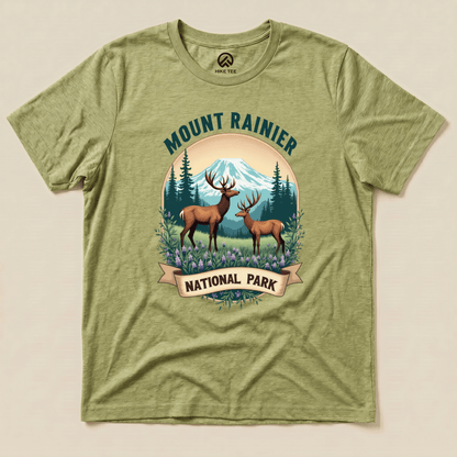 Hike Tee T-Shirt Heather Green / S Mount Rainier Deer Shirt