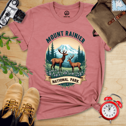 Hike Tee T-Shirt Heather Mauve / S Mount Rainier Deer Shirt