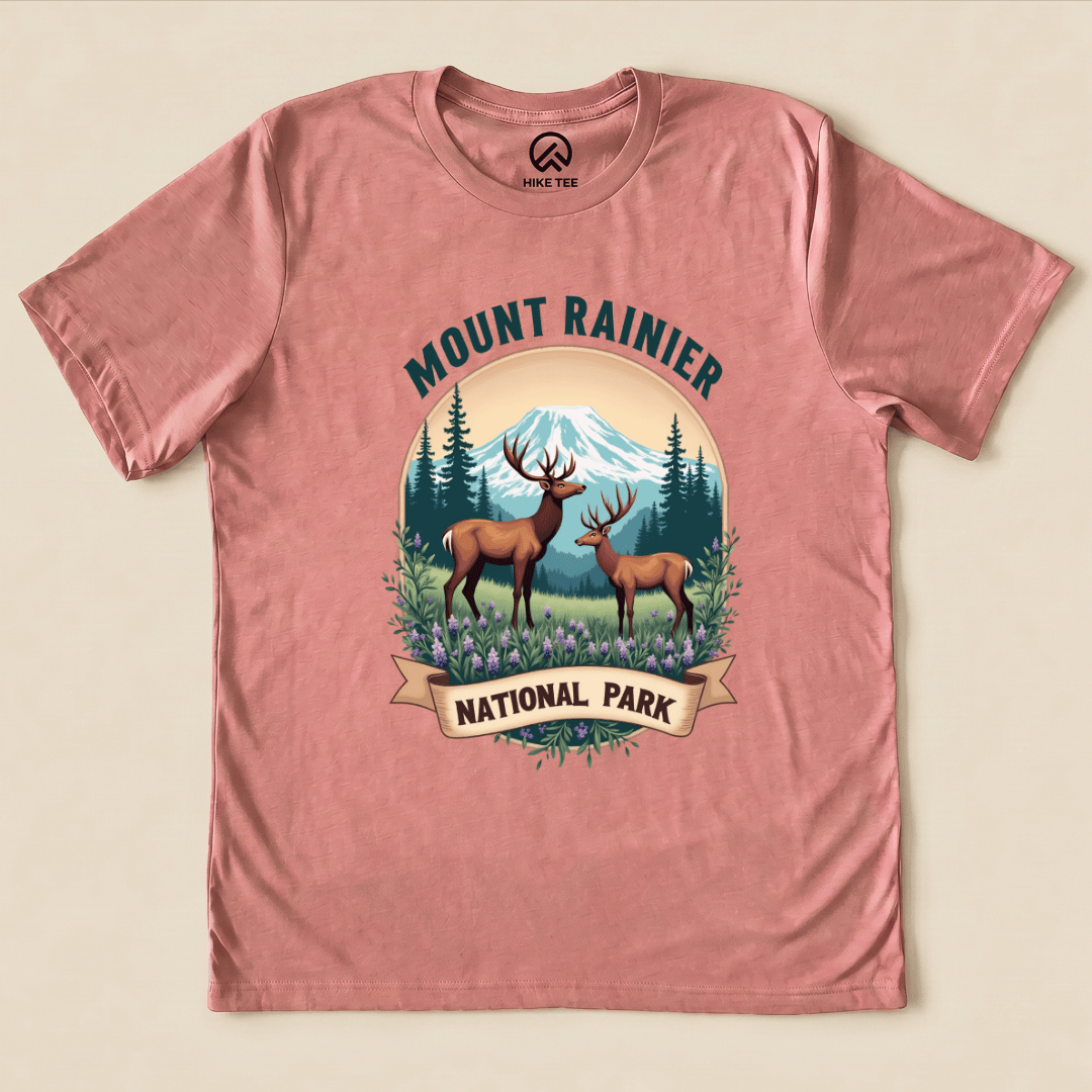 Hike Tee T-Shirt Heather Mauve / S Mount Rainier Deer Shirt
