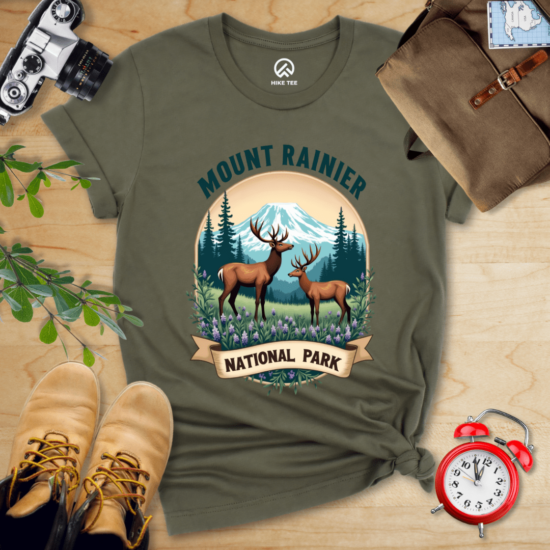 Hike Tee T-Shirt Military Green / S Mount Rainier Deer Shirt
