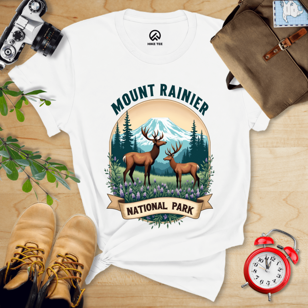 Hike Tee T-Shirt White / S Mount Rainier Deer Shirt