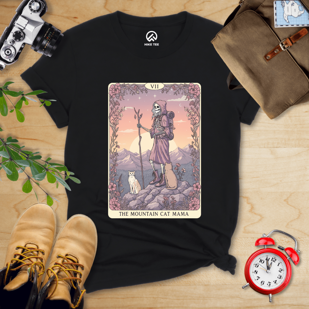 Hike Tee T-Shirt Black / S Mountain Cat Mama Card Shirt