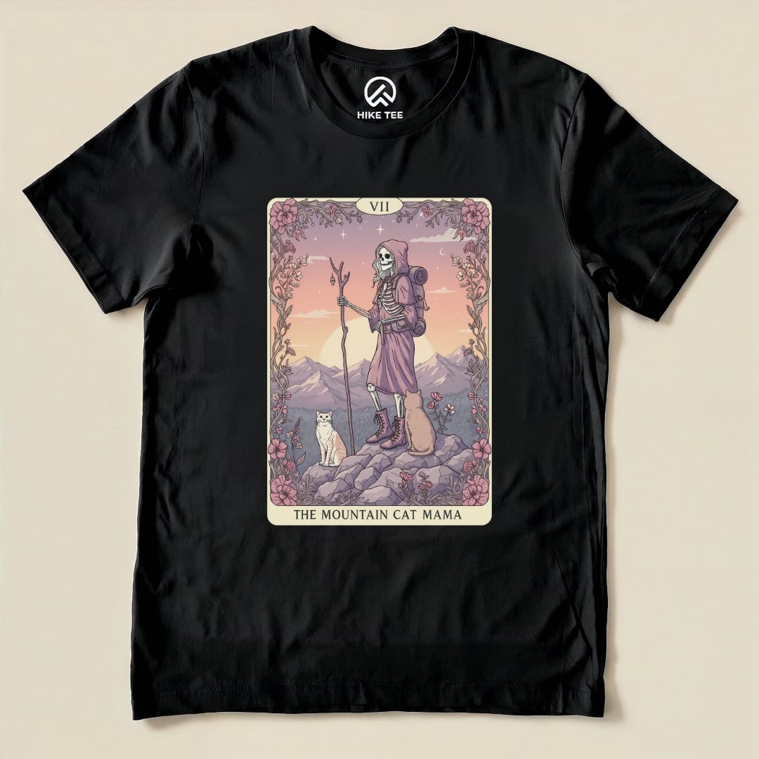 Hike Tee T-Shirt Black / S Mountain Cat Mama Card Shirt