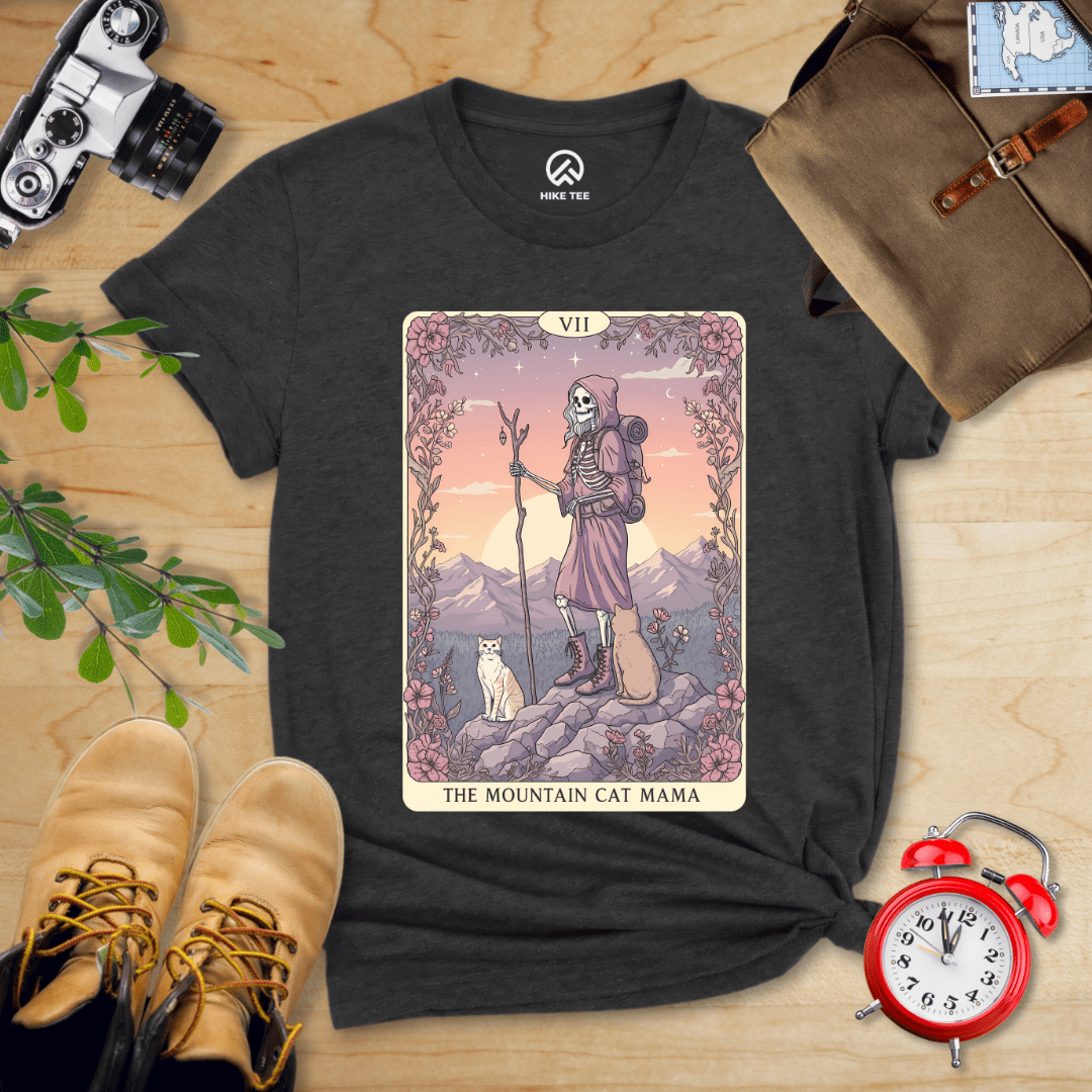 Hike Tee T-Shirt Dark Grey Heather / S Mountain Cat Mama Card Shirt