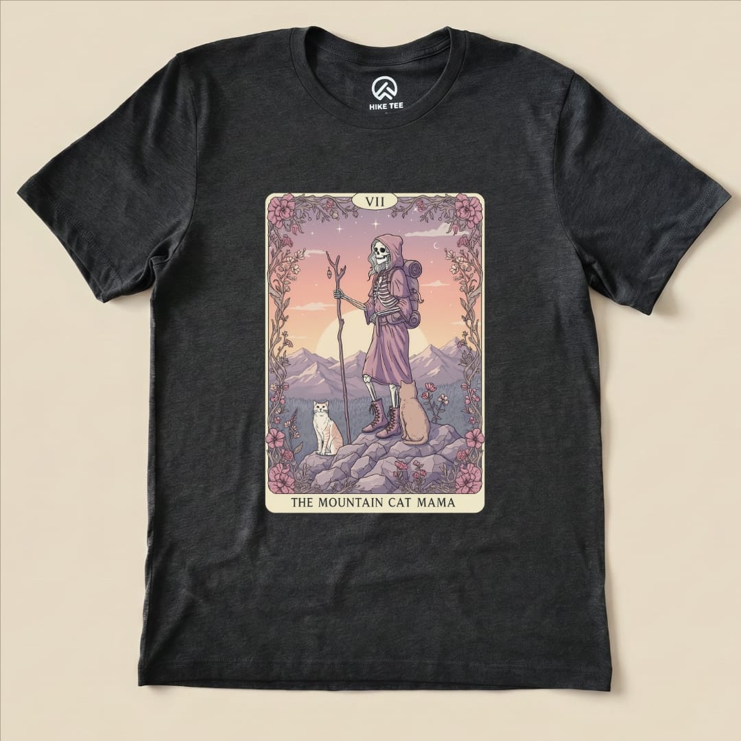Hike Tee T-Shirt Dark Grey Heather / S Mountain Cat Mama Card Shirt