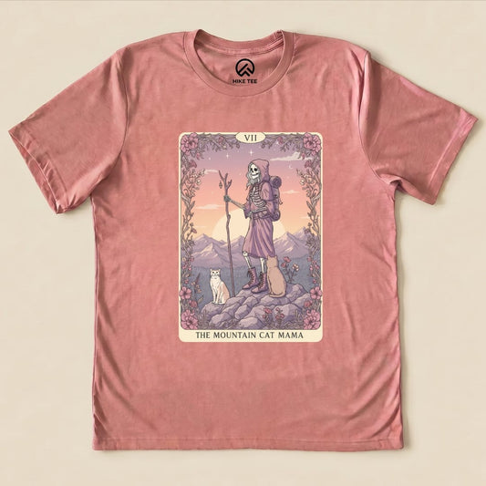 Hike Tee T-Shirt Heather Mauve / S Mountain Cat Mama Card Shirt