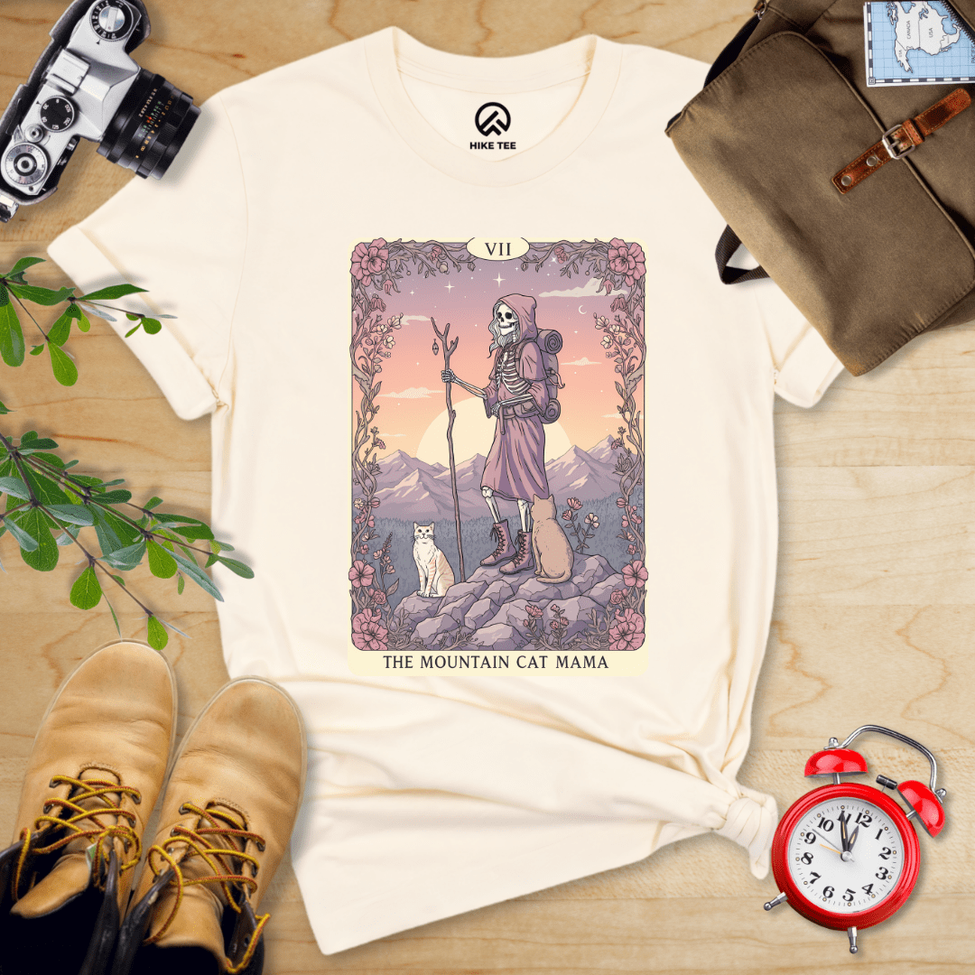 Hike Tee T-Shirt Natural / S Mountain Cat Mama Card Shirt