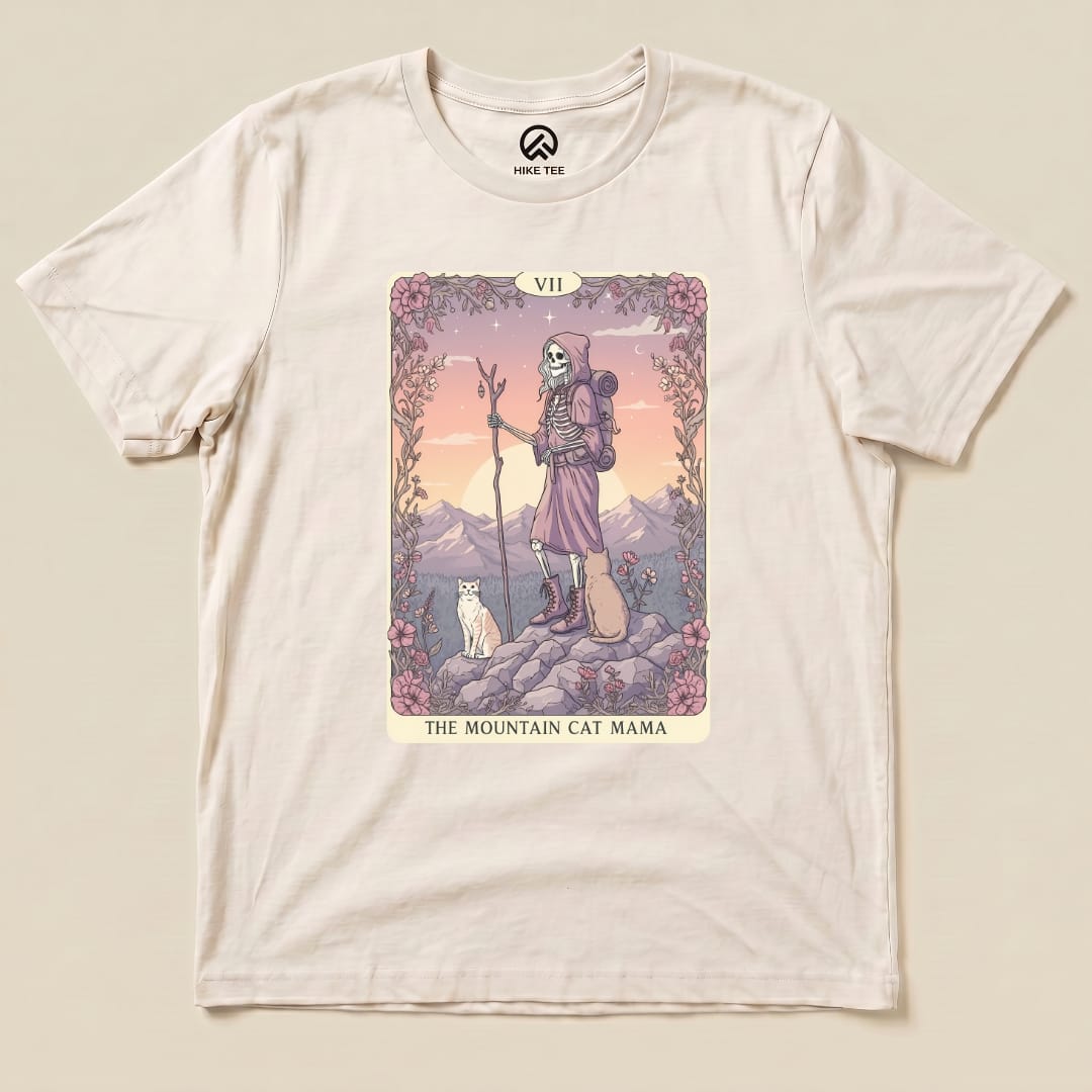 Hike Tee T-Shirt Natural / S Mountain Cat Mama Card Shirt