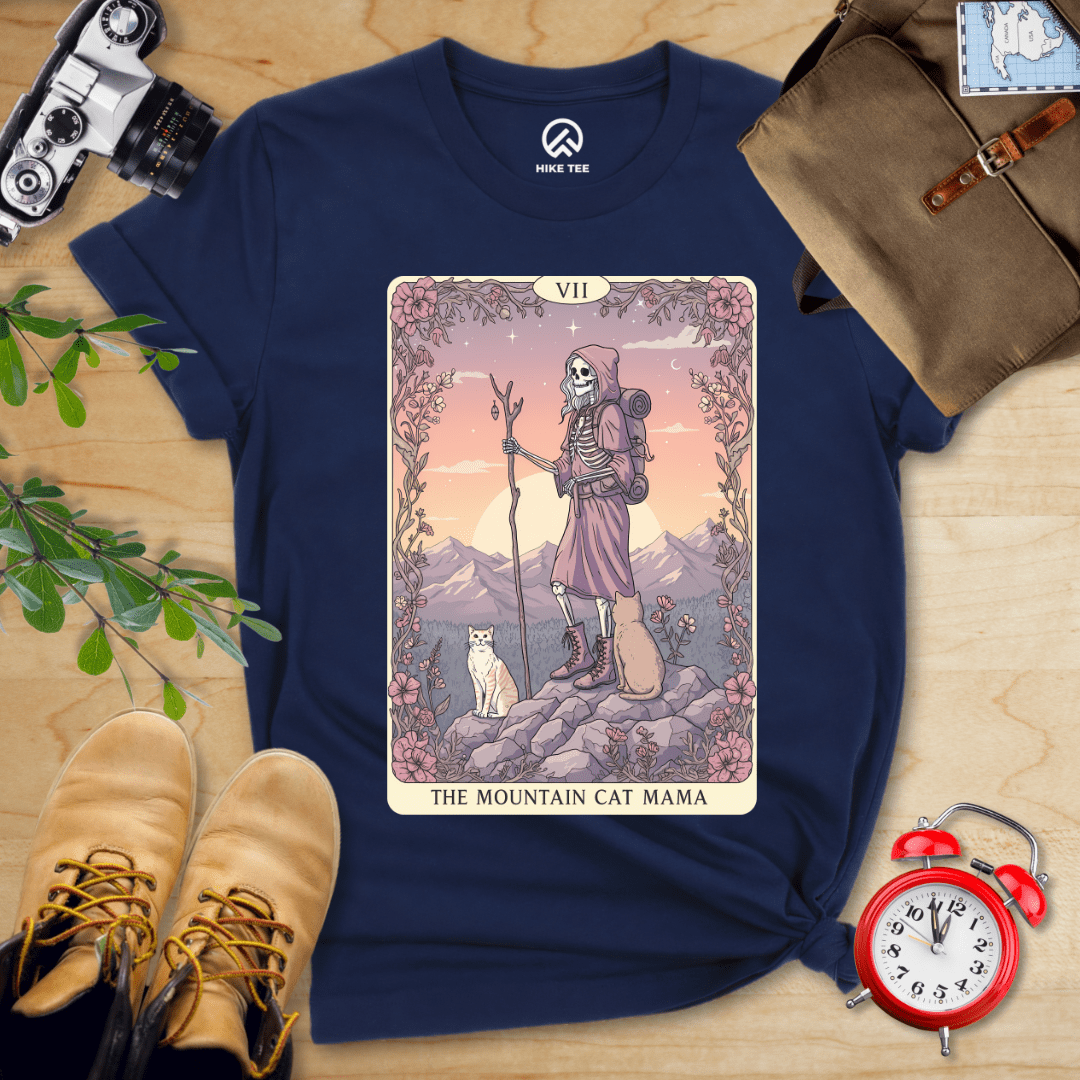 Hike Tee T-Shirt Navy / S Mountain Cat Mama Card Shirt