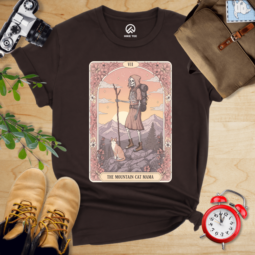 Hike Tee T-Shirt Brown / S Mountain Cat Mom Shirt