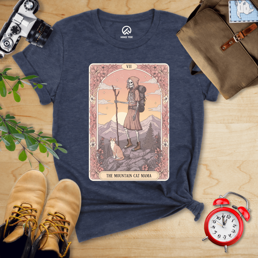 Hike Tee T-Shirt Heather Navy / S Mountain Cat Mom Shirt