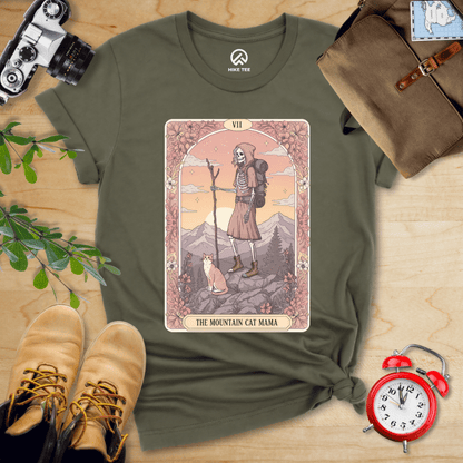 Hike Tee T-Shirt Military Green / S Mountain Cat Mom Shirt