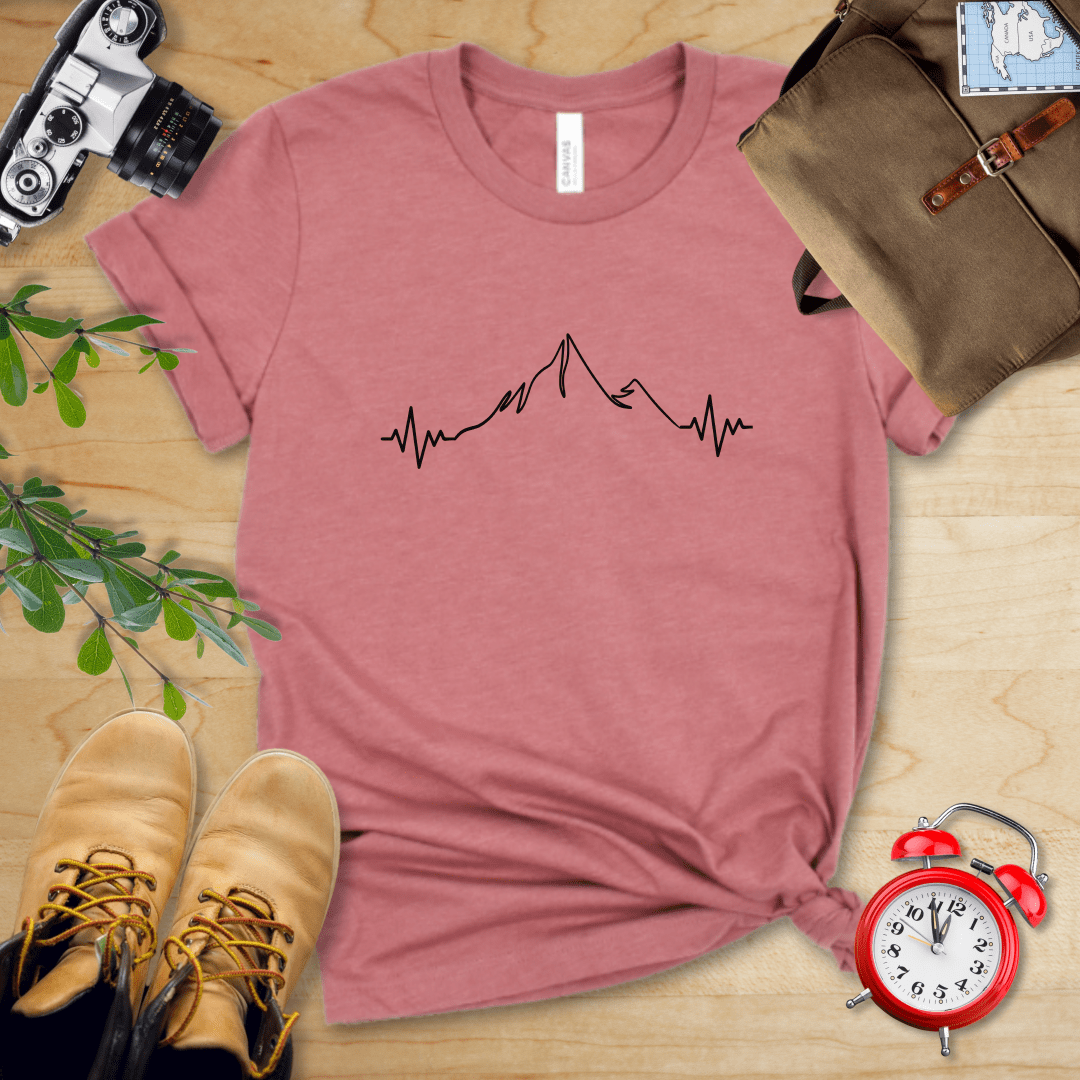 Printify T-Shirt Heather Mauve / S Mountain Heart Rate Shirt