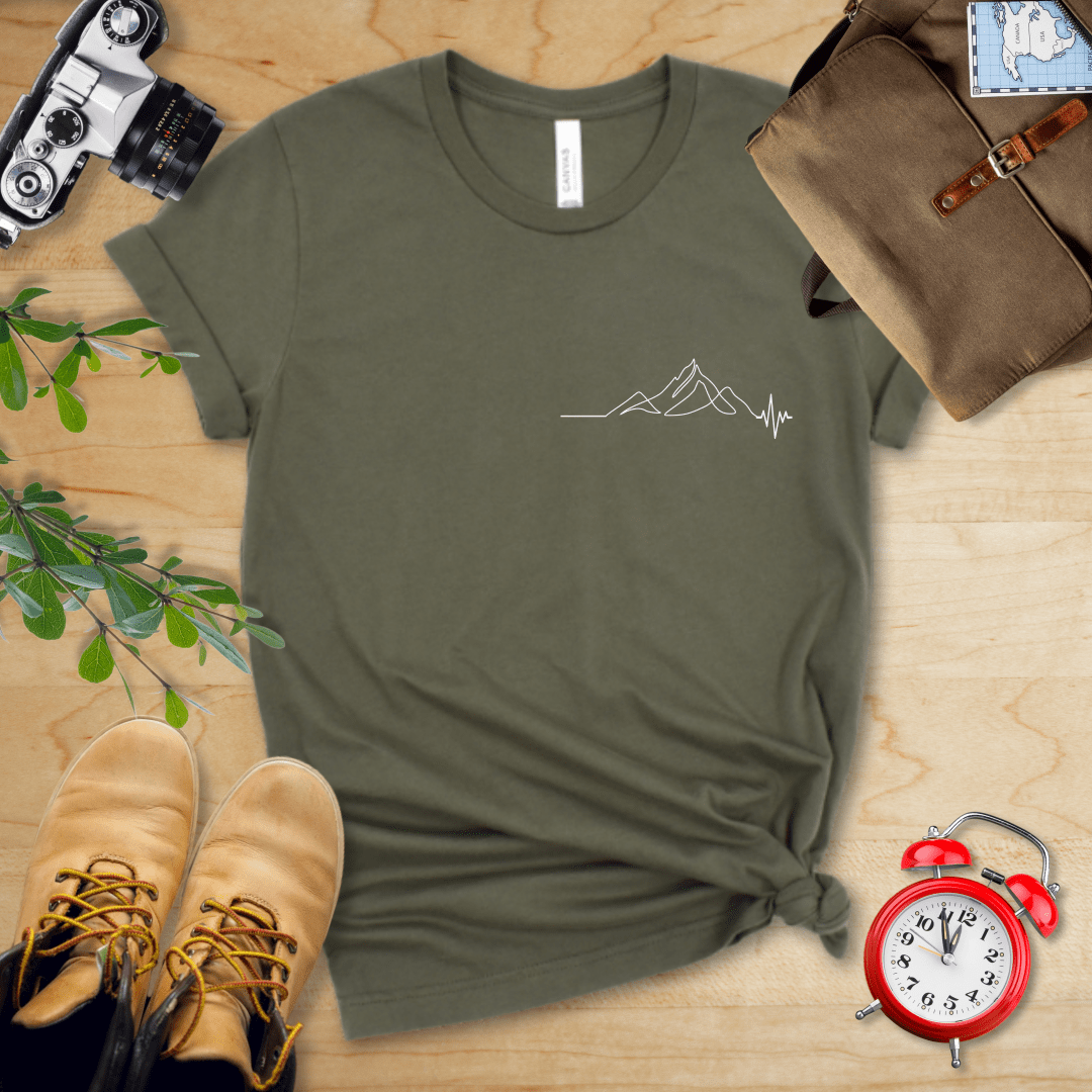 Printify T-Shirt Military Green / S Mountain Heart Rate Shirt