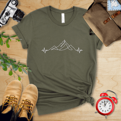 Printify T-Shirt Military Green / S Mountain Heart Rate Shirt