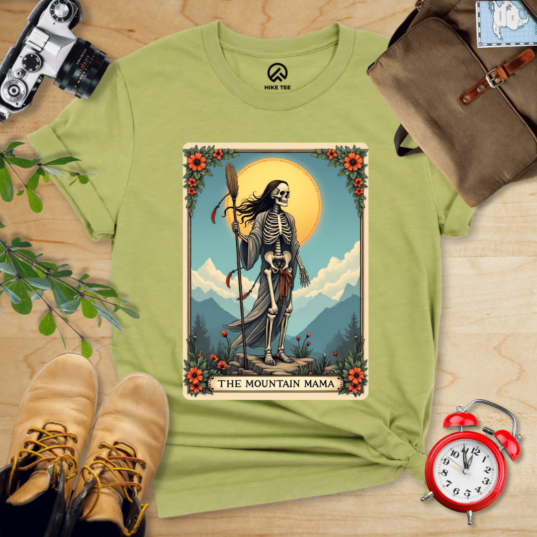 Hike Tee T-Shirt Heather Green / S Mountain Mama Tarrot Card Shirt
