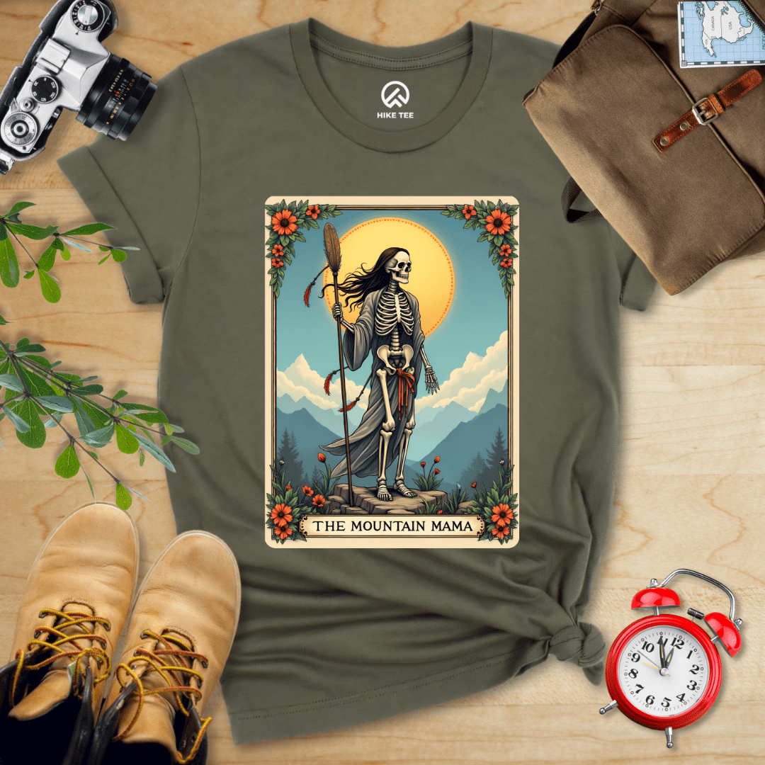 Hike Tee T-Shirt Military Green / S Mountain Mama Tarrot Card Shirt