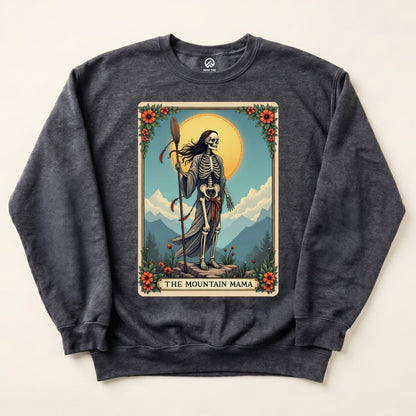 Mountain Mama Tarrot Card Sweatshirt Hike Tee Sweatshirt Dark Heather / S