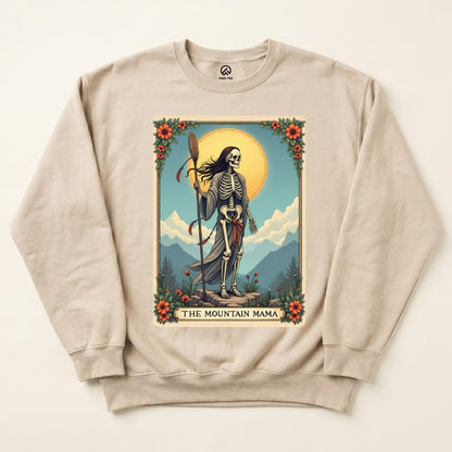 Mountain Mama Tarrot Card Sweatshirt Hike Tee Sweatshirt Sand / S