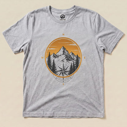 Mountain With Compass Shirt Hike Tee T-Shirt Athletic Heather / S