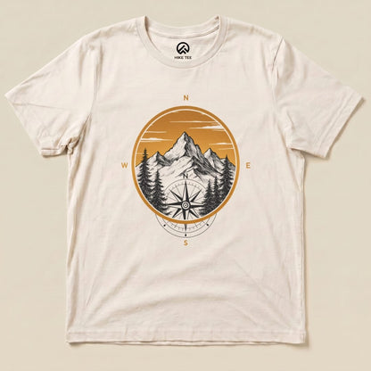 Mountain With Compass Shirt Hike Tee T-Shirt Natural / S