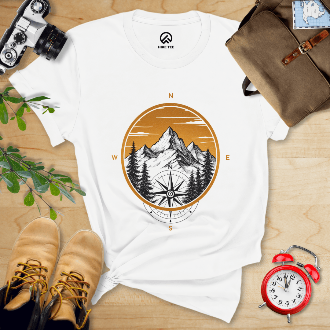 Hike Tee T-Shirt White / S Mountain With Compass Shirt