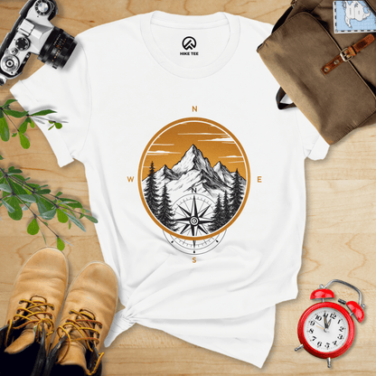 Hike Tee T-Shirt White / S Mountain With Compass Shirt