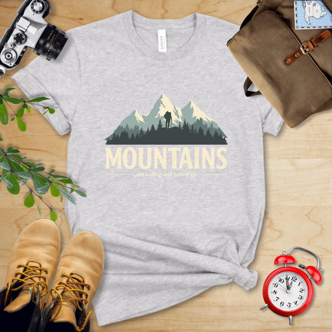 Printify T-Shirt Athletic Heather / S Mountains Are Calling Shirt