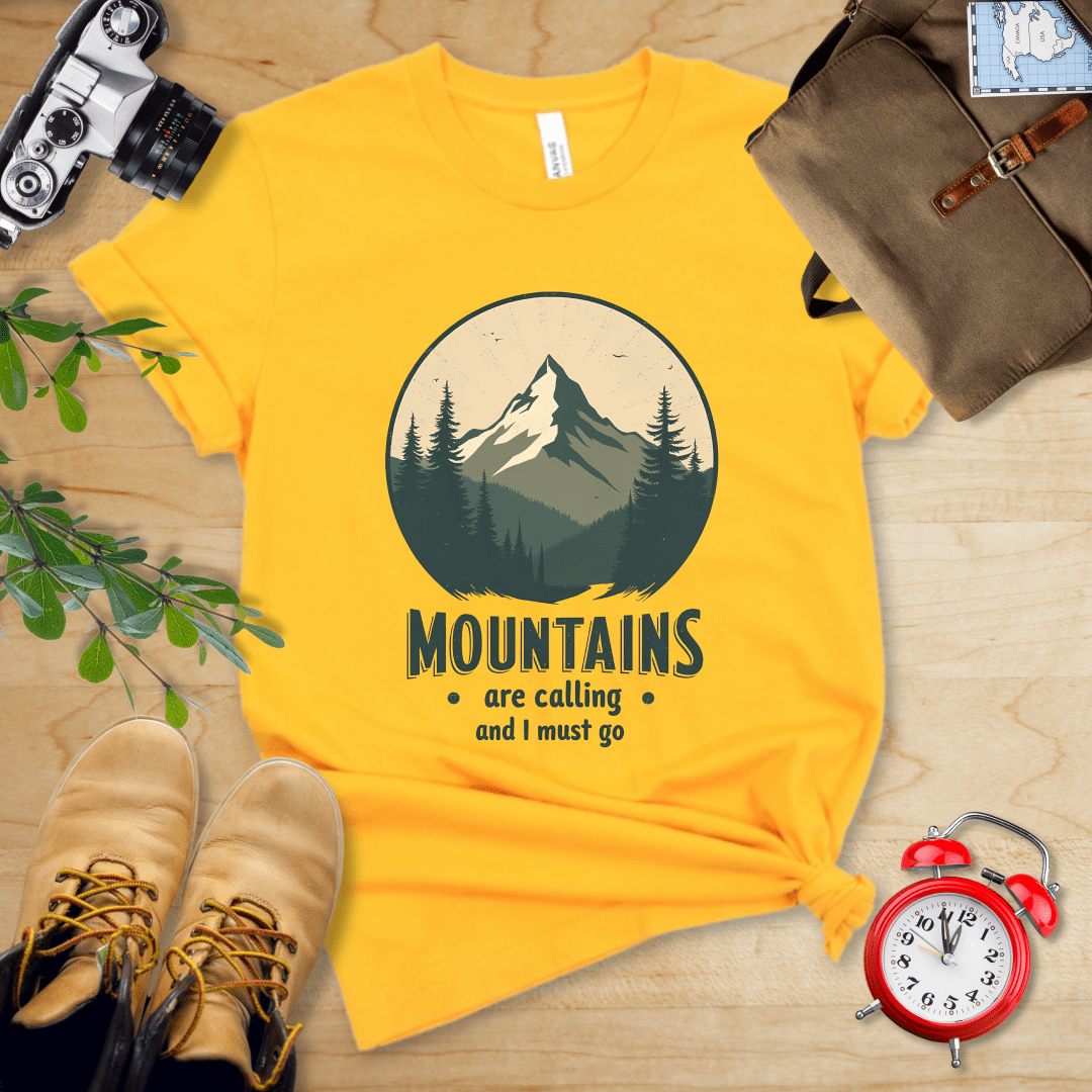 Printify T-Shirt Gold / S Mountains Are Calling Shirt