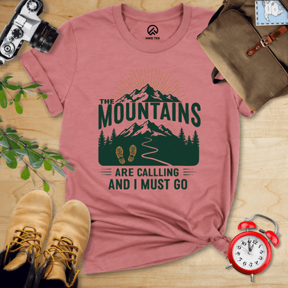 Hike Tee T-Shirt Heather Mauve / S Mountains Are Calling Shirt