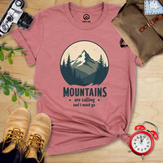 Hike Tee T-Shirt Heather Mauve / S Mountains Are Calling Shirt