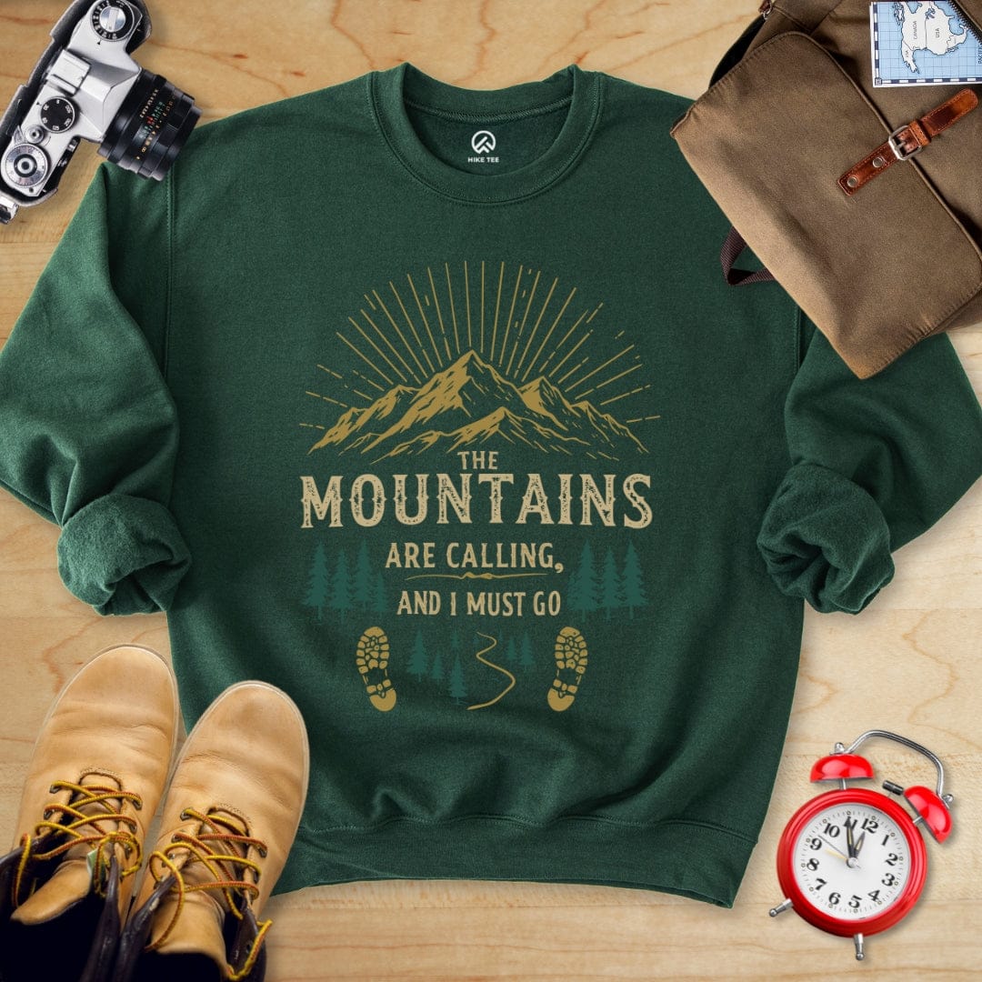 Hike Tee Sweatshirt Forest Green / S Mountains Are Calling Sweatshirt