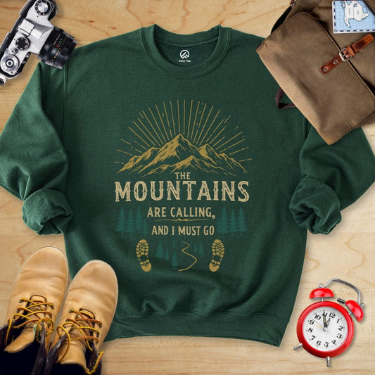 Hike Tee Sweatshirt Forest Green / S Mountains Are Calling Sweatshirt