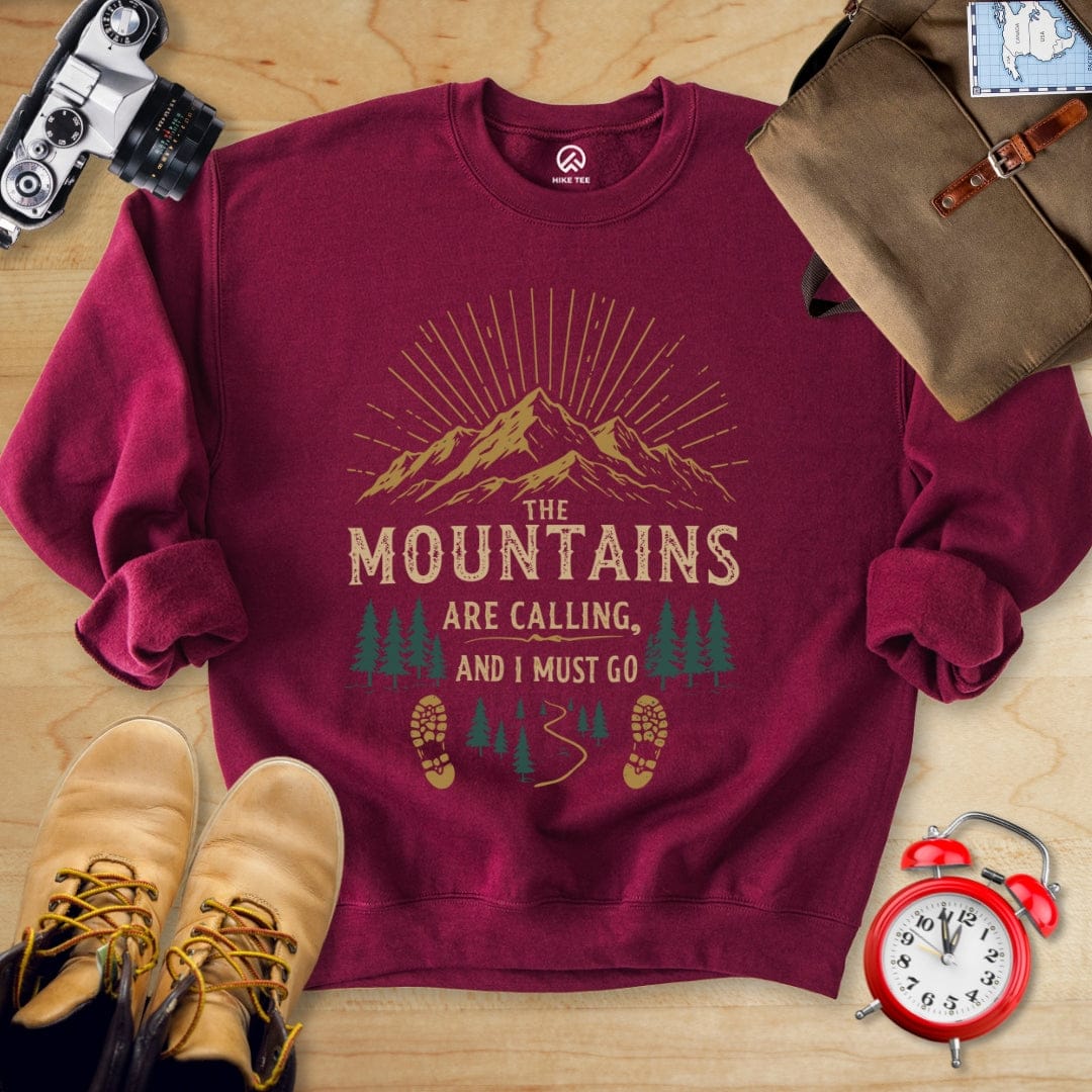 Hike Tee Sweatshirt Maroon / S Mountains Are Calling Sweatshirt