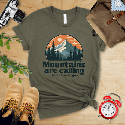 Printify T-Shirt Military Green / S Mountains are Calling