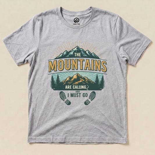 Mountains Calling Shirt Hike Tee T-Shirt Athletic Heather / S