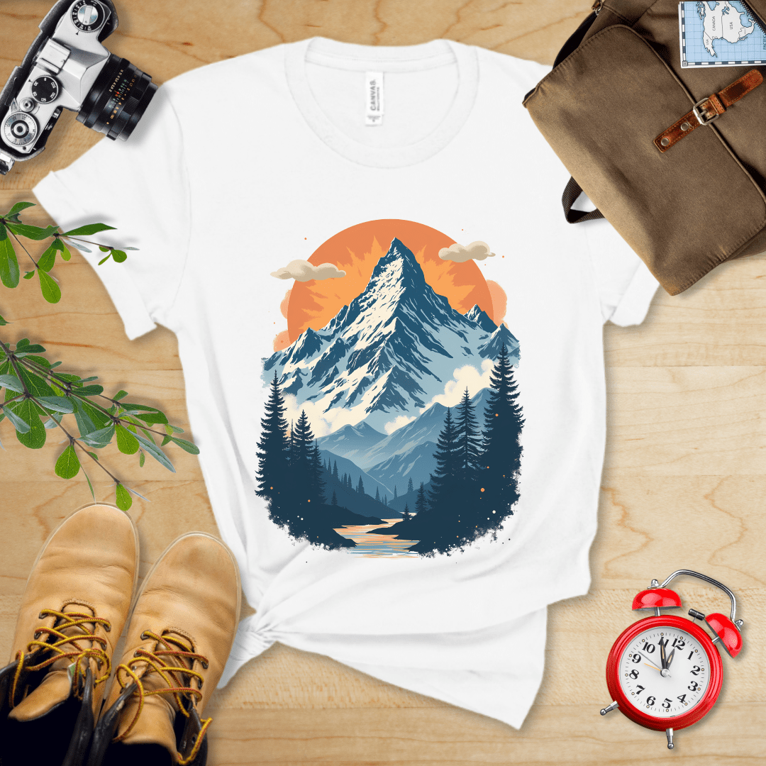 Printify T-Shirt White / S Mountains Shirt