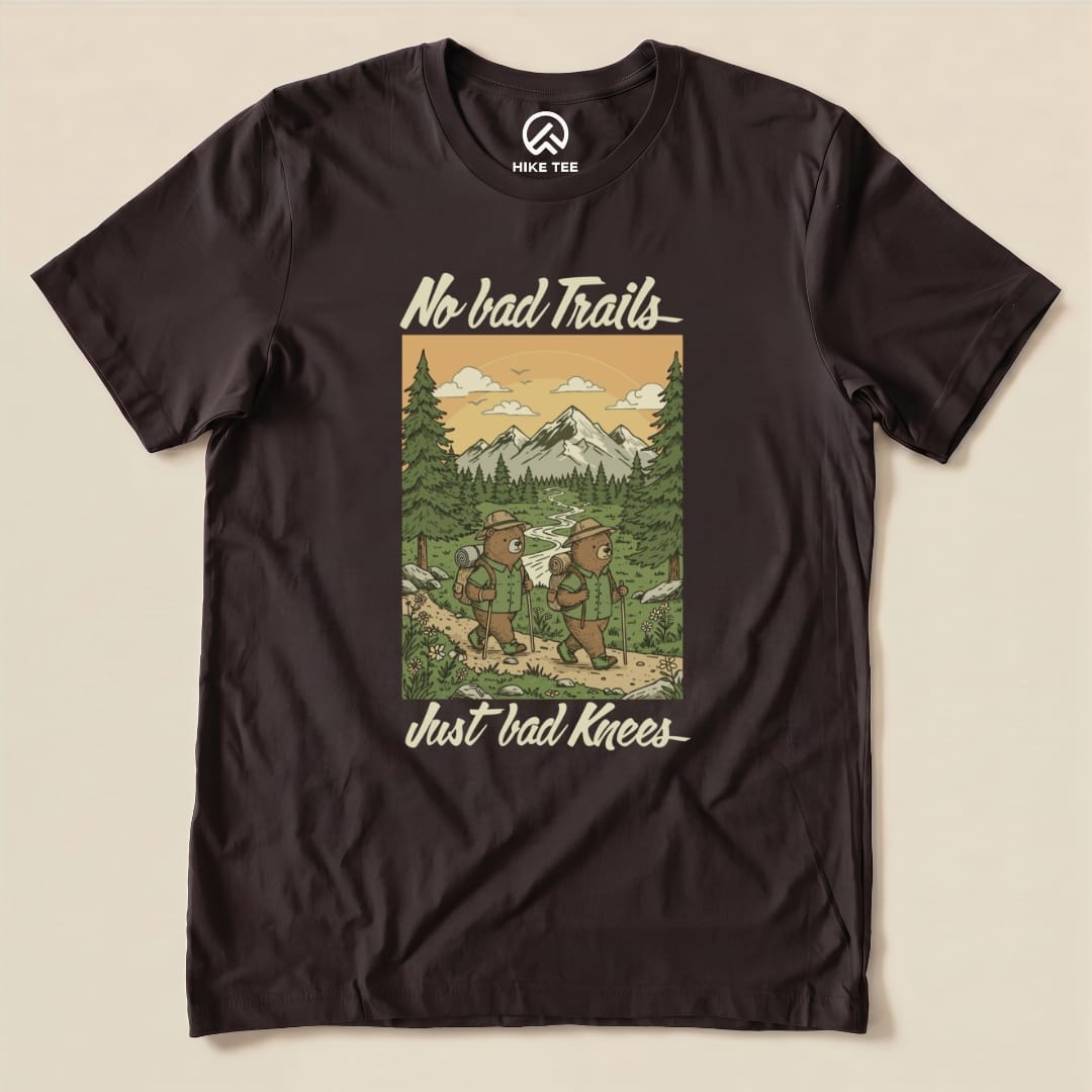 No bad Trails Just bad Knees Shirt Hike Tee T-Shirt Brown / S