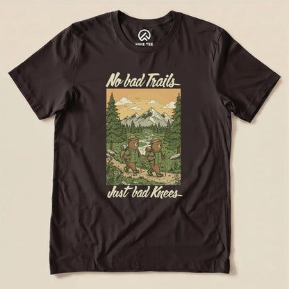 No bad Trails Just bad Knees Shirt Hike Tee T-Shirt Brown / S