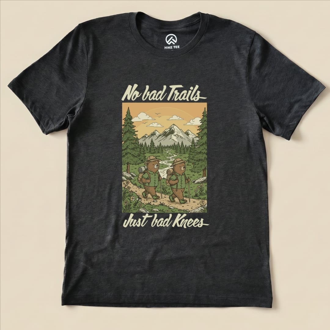 Hike Tee T-Shirt Dark Grey Heather / S No bad Trails Just bad Knees Shirt